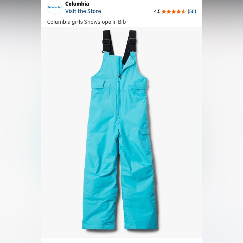 Columbia Girls teal snow slope II snow pants size medium (10/12).